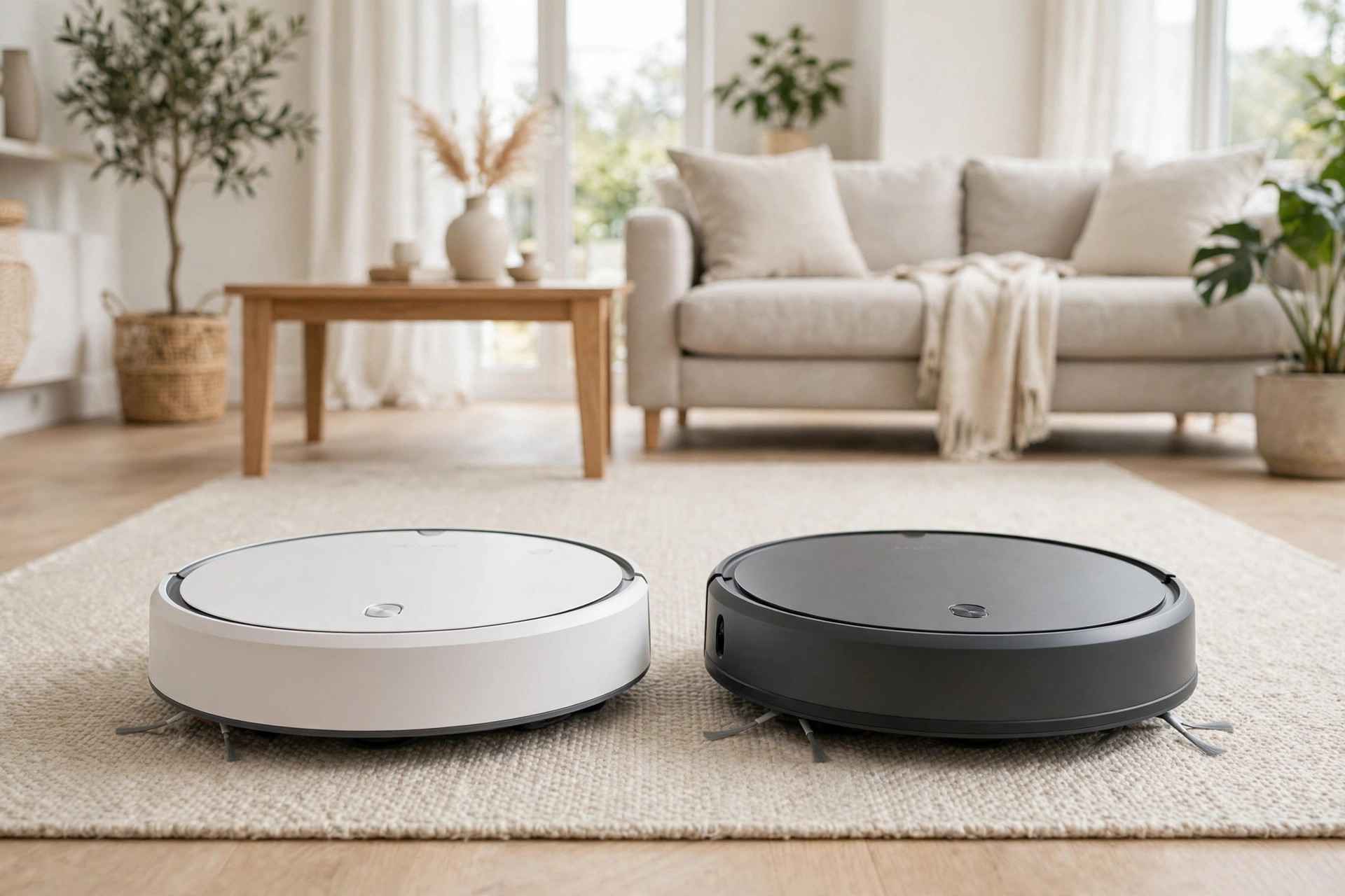 Two robot vacuums side by side for comparison