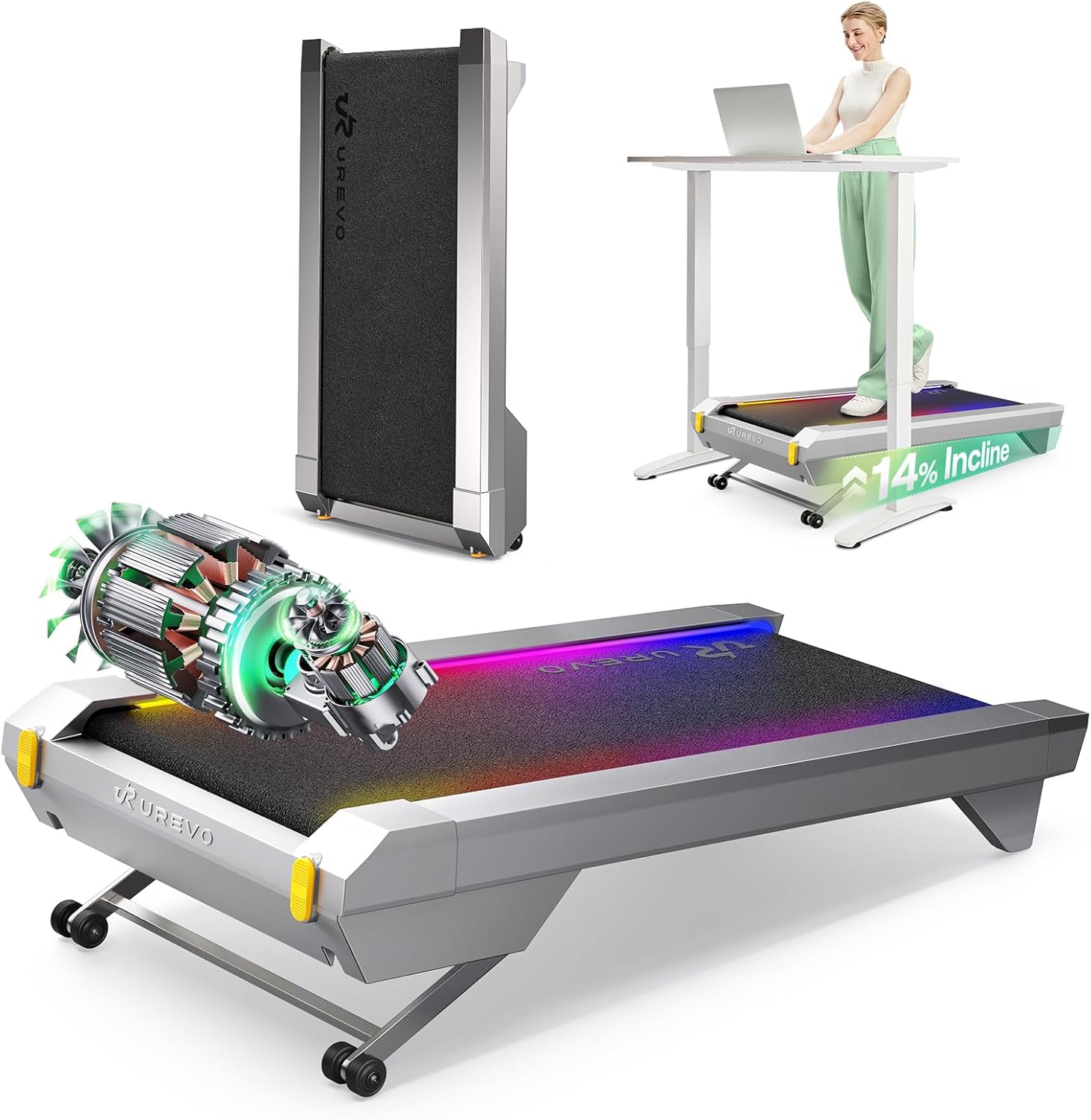 UREVO CyberPad Smart Walking Pad with 14% Auto Incline